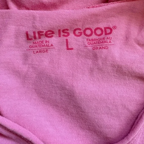 Life Is Good Pink Long Sleeve Hooded Tshirt With Daisy, Large, 100% Cotton - Picture 5 of 6